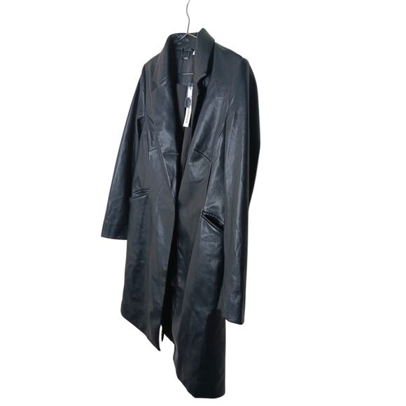 Chico’s Faux Leather Topper Coat Black Longline Blazer Jacket Size 0 (S) NWT - Picture 8 of 16